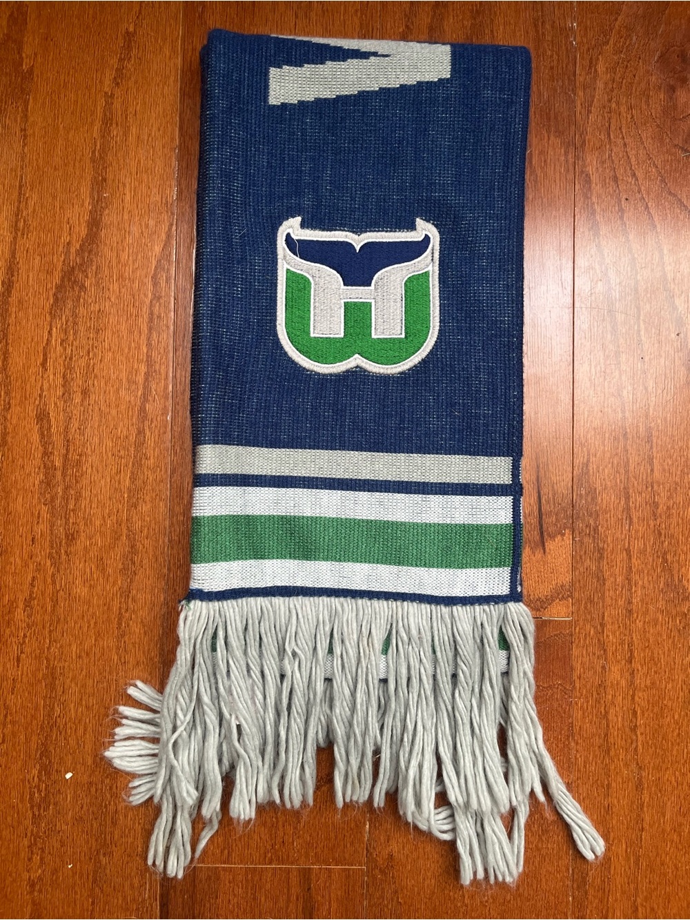 Hartford Whalers Logo Navy, Green & Gray Scarf - Branded Knit - Picture 8 of 8